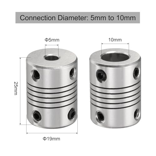 uxcell 5Pcs Aluminum Alloy Shaft Coupling 5mm to 10mm Stepper Motor Coupler