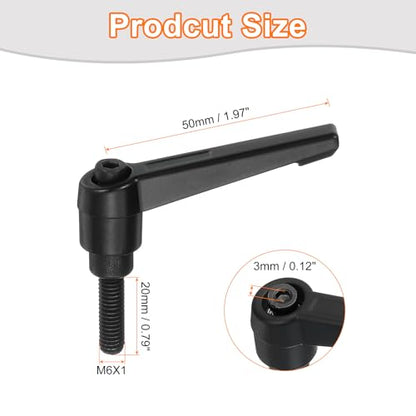 uxcell 2Pcs M6 x 20mm Adjustable Knobs Handle Male Thread Push Button Ratchet Quick Release Locking Rotating Bolt for Lathe Machinery, Black - size: M6 x 20mm