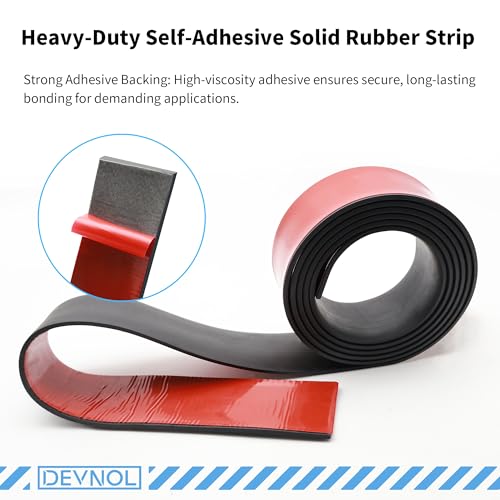 DEVNOL Self-Adhesive Neoprene Rubber Strips 1/8" Thick x 2” Wide x 12' Long, Sealing, Cushioning, Weather Stripping, Gaskets, and DIY Projects, Weatherproof - color: red adhesive backing, size: 1/8" x 2" x 12'
