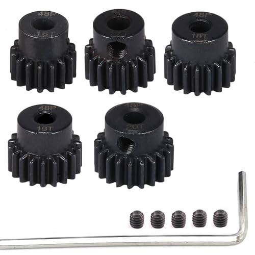 5Pcs 48P Hardened Steel Motor Pinion Gear 16T 17T 18T 19T 20T, 3.175mm Bore - size: 16 17 18 19 20T