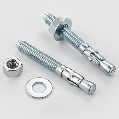 Wensilon 5/8x4-1/2 10Pcs Inch Standard Fasteners for Heavy-Duty Zinc Wedge Anchors for Cement and Concrete - size: 5/8x4-1/2"