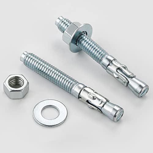 Wensilon 1/2x5 10Pcs Inch Standard Fasteners for Heavy-Duty Zinc Wedge Anchors for Cement and Concrete - size: 1/2x5"