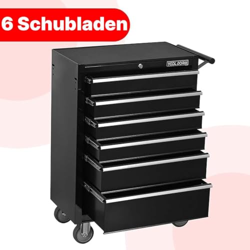 6-Drawer Toolbox with Wheels Rolling Toolbox - color: Black-6