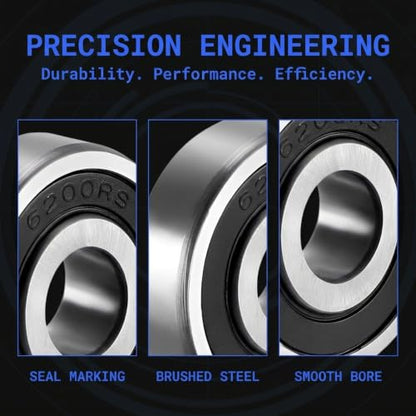 7 PCS 6203-2RS Deep-Groove Ball Bearings, 17x40x12mm-Double Seal Bearings - size: 6203-2RS