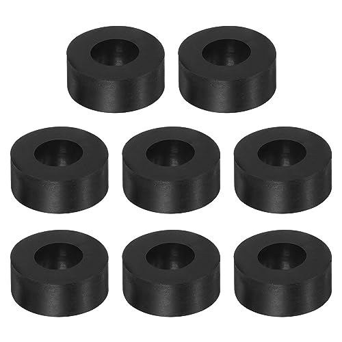 HARFINGTON 8pcs Rubber Spacer 1 Inch OD 0.47 Inch ID 0.4 Inch Thick Neoprene Round Anti Vibration Isolation Pads Isolator Rubber Washers Bushings for Home Cars Boat Accessories, Black - size: 12mm x 25mm x 10mm