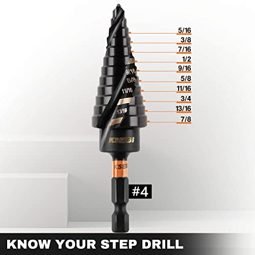 KSEIBI 12 Steps 3/16-7/8 inch SAE Standard Step Drill Bit 575078 - style: 12 steps (3/16”-7/8”)