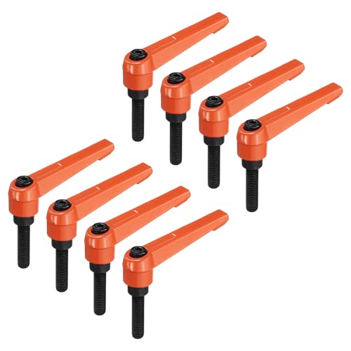 uxcell 8pcs Lever Adjustable Handles M8 x 30mm Metric Male Thread, Level Clamping Handle Hand Stud Knobs Rotating Screw Handles Bolts with Locking Lever, Orange - color: Orange, size: M8 x 30mm