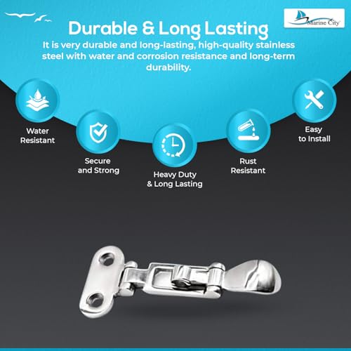 Marine City Locker Hatch Anti-Rattle Toggle Latch – 316 Stainless Steel, Corrosion-Resistant, Durable Fastener for Boats, Yachts, RVs, and Kayaks (Pack of 1)