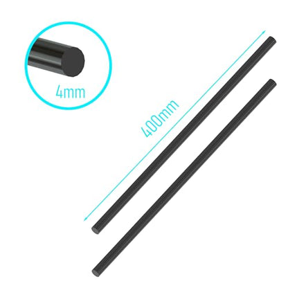 5Pcs Carbon Fiber Rod, 4mm x 400mm - size: 4mm x 400mm-5PC