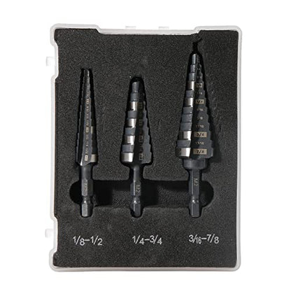 1/2" 3/4" 7/8" Quick Change M2 Step Drill Unibit Set - size: Set (1/2", 3/4" & 7/8")