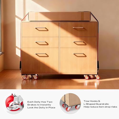 Furniture Dolly with 5 Wheels Heavy Duty Furniture Movers with Wheels Furniture Moving Wheels for Heavy Furniture Dollies Moving Dolly Heavy Duty Furniture Lifter Tool Rollers 3307lbs Load Capacity - size: 6.89x6.5 IN