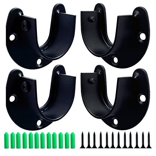 Heavy Duty Stainless Steel Closet Rod Brackets 4 Pack for 1-1/4 Pole Use as Sturdy Curtain Rod Brackets Ideal for Home and Kitchen(Open Flange) - color: Open flange