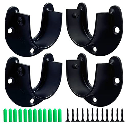 Heavy Duty Stainless Steel Closet Rod Brackets 4 Pack for 1-1/4 Pole Use as Sturdy Curtain Rod Brackets Ideal for Home and Kitchen(Open Flange) - color: Open flange