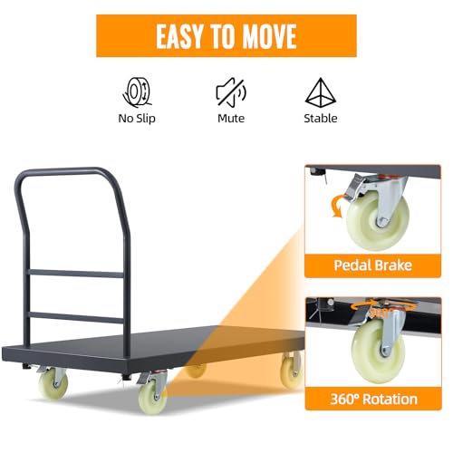 Heavy Duty Steel Platform Truck Cart, Gray - color: Gray-47" L X 24" W X 32" H