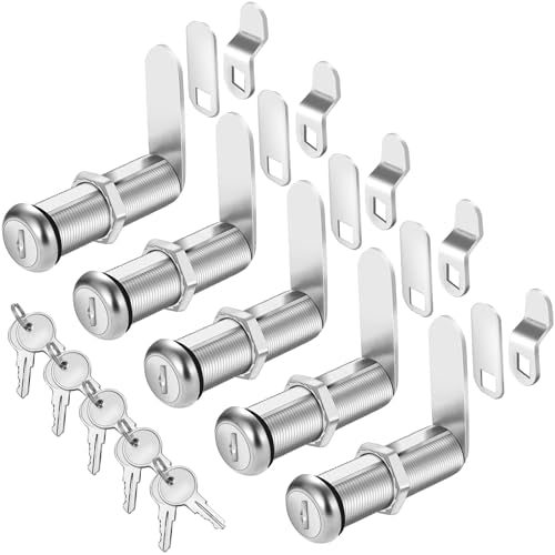 Cylinnda Cabinet Lock with Keys, 2" Extra-Long Cam Locks keyed Alike, Heavy Duty Cabinet Cam Lock Set for Thick Drawers RV Storage Locks Tool Box Lock Replacement, Zinc Alloy (5 Pack, 2-1/8 Inch) - color: 5 Pack, size: 2-1/8 Inch