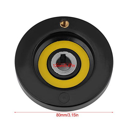 Lathe Hand Wheel, Black Round Bakelite Rear Hand Wheel with Removable Revolving Handle for Milling Machine and Lathe Tools 12x80mm