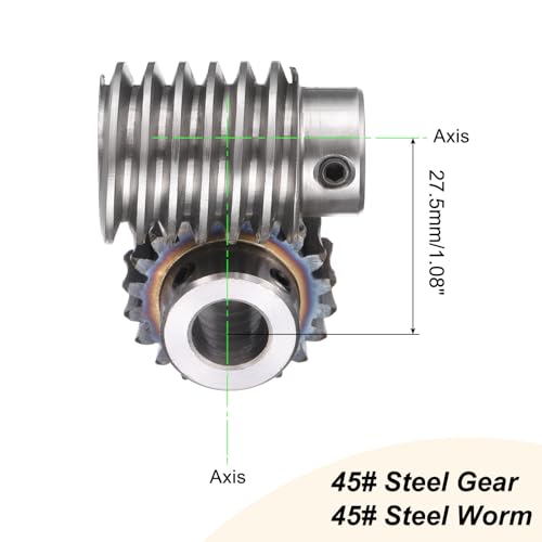 uxcell #45 Steel Worm Gear Set 20T 1.5 Module 20:1 Reduction Rate, Right Rotation Drive Gear Box Wheel Reduce Transmission Part (Gear-12mm Bore 33 mm OD, Rod 12mm Bore) - size: 12x33x12mm, style: 20:1
