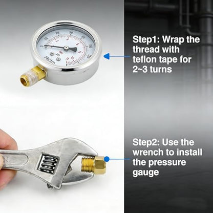 Dry Pressure Gauge NPT1/4,Low Pressure Gauge with 2.5 Inch Dial Size and 304 Stainless Steel Case,Lower Mount (0-200Psi) - color: 0-200Psi