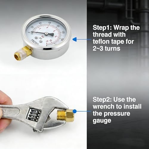 Dry Pressure Gauge NPT1/4,Low Pressure Gauge with 2.5 Inch Dial Size and 304 Stainless Steel Case,Lower Mount (-30inHg-0) - color: -30inHg-0