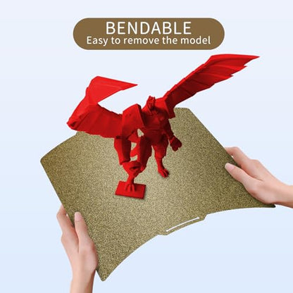 IdeaFormer Double Sided Golden Textured P2S P1S PEI Spring Steel Sheet 257x257mm, Flexible PEI Print Bed for Bambu Lab x2D X1 X1C P1P P1S P2S A1 3D Printer - color: Double Side Textured PEI