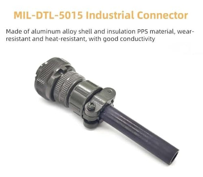 MIL-DTL-5015 Series Industrial Connector, MS3106A14S-6P 6 Pin Circular Male Plug Connectors Waterproof Contacts Solder Termination Threaded Straight Connector Cable, 14S Shell Size