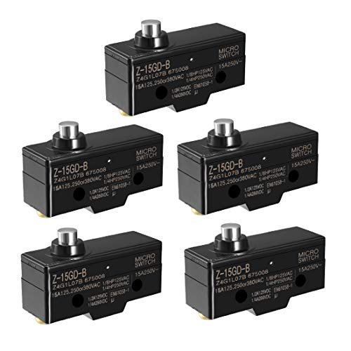 uxcell 5PCS Z-15GD-B 1NO + 1NC Short Reed Snap Button Lever Type Micro Switches