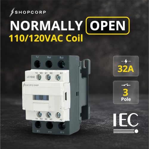 3 Pole AC Contactor 120V Coil 32 Amp Normally Open, 1 Pack - style: 1 Pack
