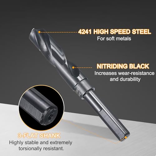 HARFINGTON 3/4" Drill Bit 1/2" Reduced Shank 3-Flat 4241 HSS 118° - size: 3/4" with 1/2" Shank
