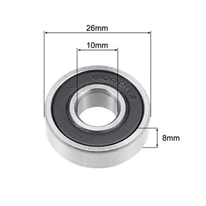 uxcell 6000-2RS Deep Groove Ball Bearing 10x26x8mm Double Sealed ABEC3 5pcs - size: 10mmx26mmx8mm