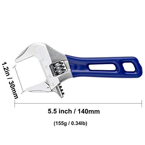 Large Opening Adjustable Wrench Spanner with Short Handle 5''(Max Opening: 30mm/1.2 inch) - size: 5"