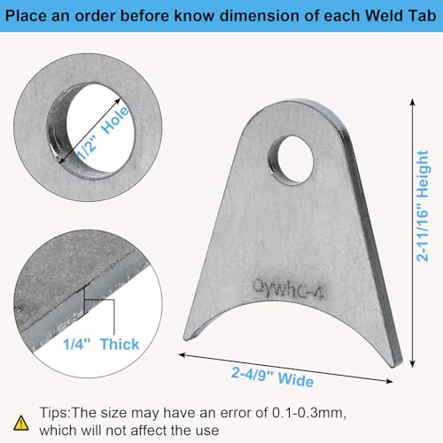 Weld on Tabs, Axle Shock Mount Bracket, 1/2" Hole, 1/4" Thick, 4 Pcs - color: 3" Axle Mount-1/4" Thick