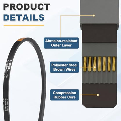 uxcell 3Pcs A-1080 Rubber V-Belt 1080mm Li x 13mm W x 8mm T Classic Wrapped - size: A-1080