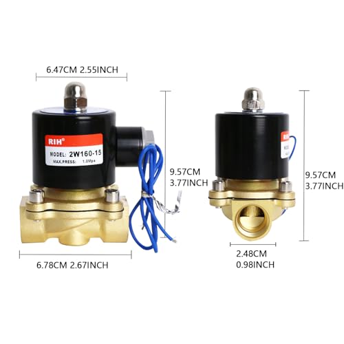 RIH PNEUMATIC 1/2 Inch Electric Solenoid Valve Brass 12V/24V/110V 2 Way High Turn Coil Normally Closed Water 2W160-15 Liquid Air control AC110V - style: AC110V