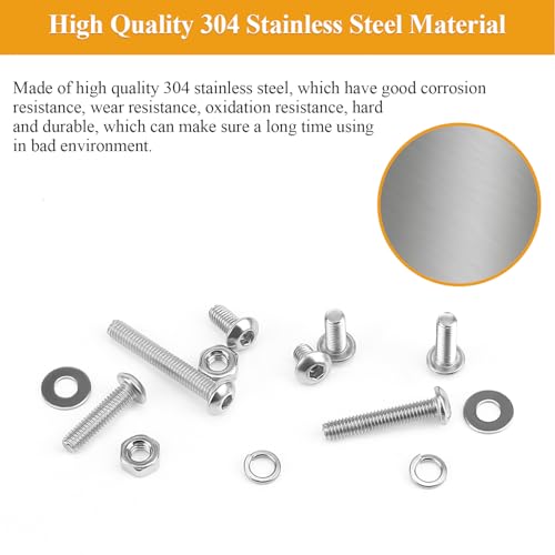 105 Pieces M3 x 6mm Button Head Socket Cap Screws, Thread Pitch 0.5mm, Sutemribor M3 Screws, 304 Stainless Steel, Fully Threaded, Silver - size: M3 x 6mm, style: Button Head