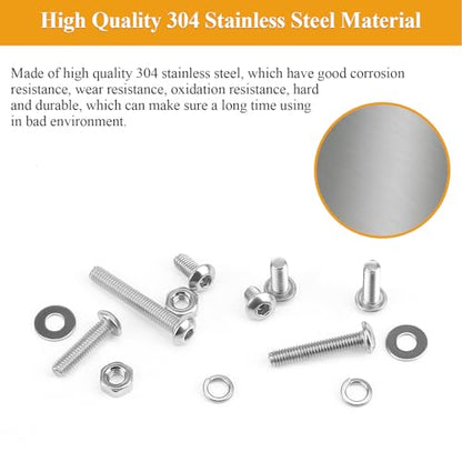 105 Pieces M3 x 5mm Button Head Socket Cap Screws, Thread Pitch 0.5mm, Sutemribor M3 Screws, 304 Stainless Steel, Fully Threaded, Silver - size: M3 x 5mm, style: Button Head
