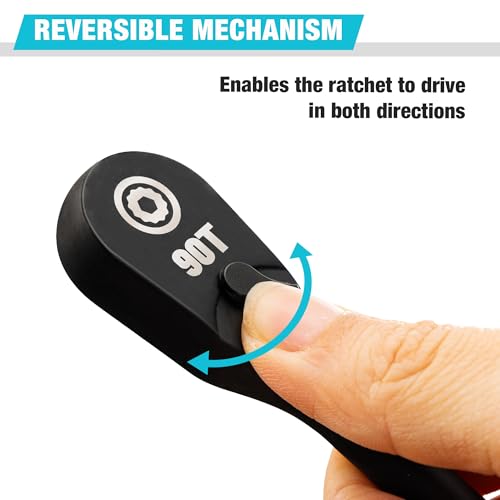 DURATECH Extra Long Handle 1/4-Inch Drive Ratchet, 90-Tooth Ratchet Wrench - size: 1/4" with 8" handle