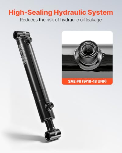 VEVOR Double Acting Hydraulic Cylinder, 2" Bore x 10" Stroke, Max 3500PSI Hydraulic Cylinder, Heavy-Duty Welded Cross Tube Cylinders with 1" Pin Hole & SAE #6 Port for Agricultural Machinery, Tractors - size: 2x10