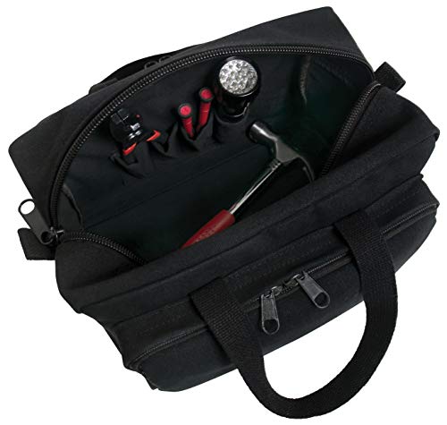 Rothco Mechanics Tool Bag, Heavy‑Duty Canvas Tool Organizer with Zipper Pockets, Compact Portable Tool Storage (Black) - color: Black