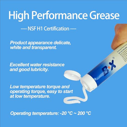 BX-303 FM Multi-Purpose Food Grade White Lubricating Grease (113g/4oz) - NSF & Halal Certified, High/Low Temperature, Anti-Noise for Ice Cream Machines, Stand Mixer Bearings & Gears (-20°C to 200°C)