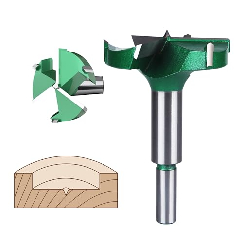 HUHAO 2-3/8" | 60mm Triple Flute Forstner Drill Bit, Tungsten Carbide Upgraded Drilling Hole Saw Woodworking Hinge Cutter Tool Kits for Wood,Plywood,Plastic,MDF - size: 60 mm