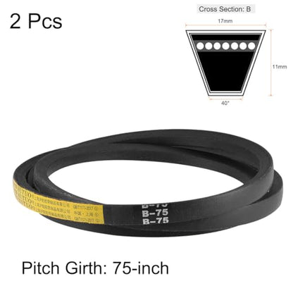 uxcell B75 V-Belts 75" Pitch Length, B-Section Rubber Drive Belt 2pcs - size: 75"