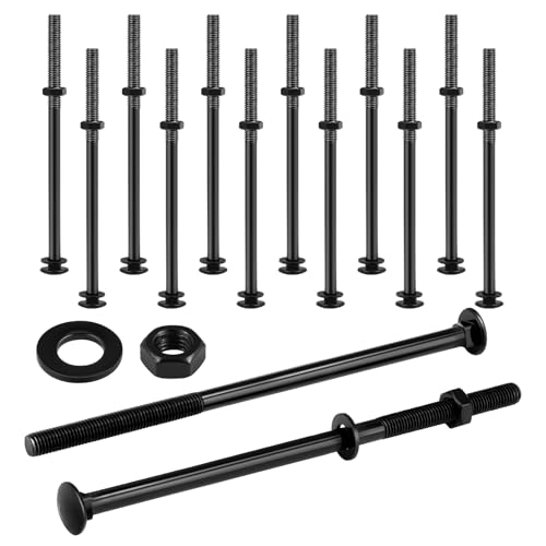 Zonon 12 Sets Carriage Bolt, Black, 1/2 x 10 Inch - color: Black, size: 1/2 x 10 Inch