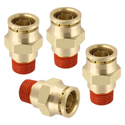 DOT Approved Male Straight Brass Union 5/8" Tube x 3/8" NPT, 4PCS - size: 5/8" OD x 3/8" NPT