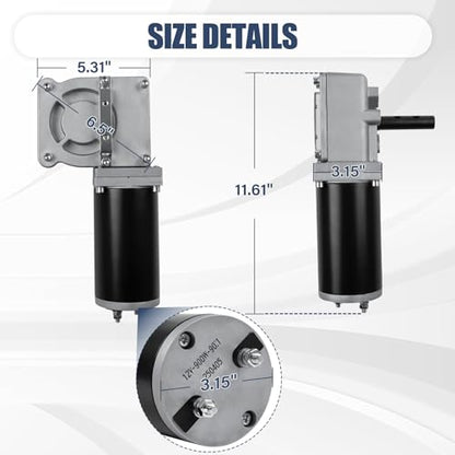 900W 90:1 1.2HP Electric Tarp Motor for Dump Trucks up to 28' Length, Universal Tipper Truck Canopy Motor for Dump Truck Tarp System with Chrome Housing Cover- 12V DC, 40RPM(+/-5RPM)- 5 Years Warranty - size: 900w 90:1