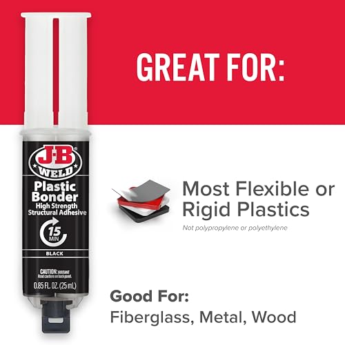 J-B Weld 50139 Plastic Bonder Body Panel Adhesive and Gap Filler Syringe - Black - 25 ml - size: 25 ml