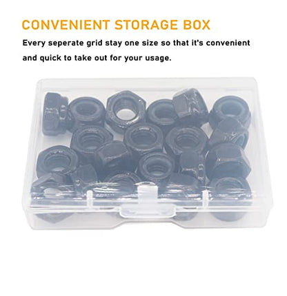 30Pcs M6-1.0mm Black Zinc Plated Nylon Lock Nuts Inserted Hex Self Clinching Nuts - size: m6