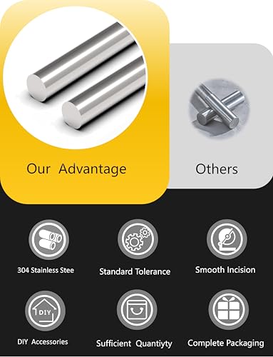12Pcs 3/16 x 12in 304 Stainless Steel Rod, Metal Shaft - color: 12, size: 3/16x12in