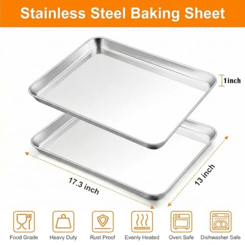 TeamFar Baking Sheet, 17.6"x 13"x 1" Stainless Steel Large Cookie Sheet Pan - size: 17.6inch