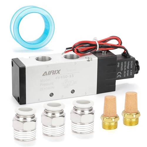1/2" NPT Solenoid Valve 4V410-15, 5-Way 2-Pos, DC 24V, Out-of-Line - size: NPT1/2″, style: DC24/Out of line
