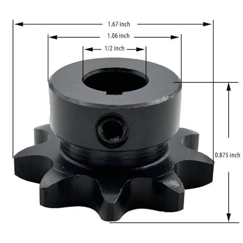 #40 Roller Chain Sprocket Type B 1/2 inch Bore 9 Tooth, Hardened Antirust 1045 Steel Drive Sprockets 40B9-1/2